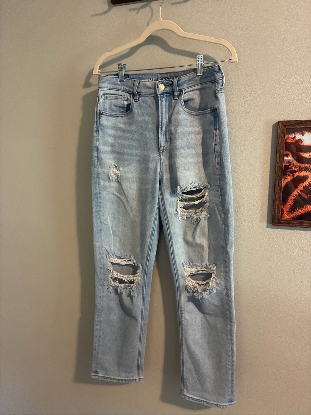 American Eagle Outfitters Light Blue Distressed Boyfriend Jeans